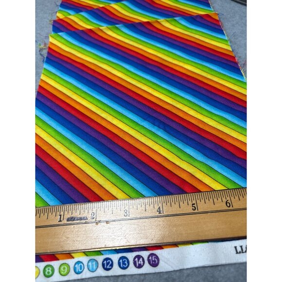 Lloyds & Barton Rainbow Striped Fabric Piece 8.5" x 44" Cotton Bright Colors Sew - Picture 3 of 6